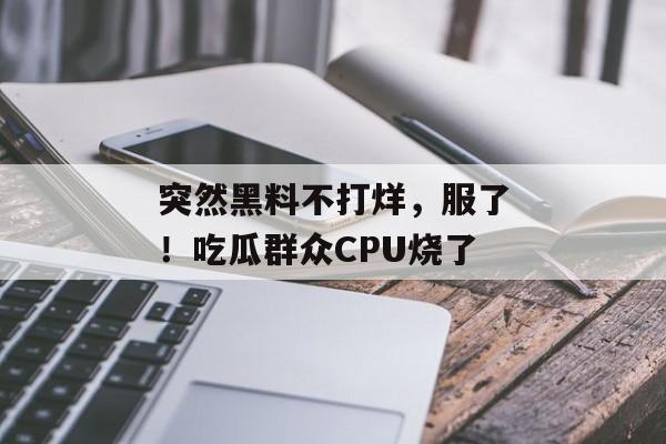 突然黑料不打烊，服了！吃瓜群众CPU烧了